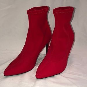 Red stiletto booties